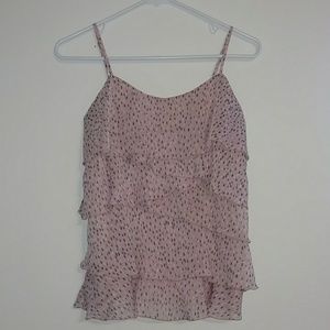 Pink with gray polka dotts ruffled tank